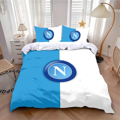 Ensemble de Literie Housse de Lit Napoli, Housse Logo Club de Football SSC Ensemble Moderne Imprimé 2/3 Pièces 1 Housse de Lit, Cadeaux d'Anniversaire 228x228cm