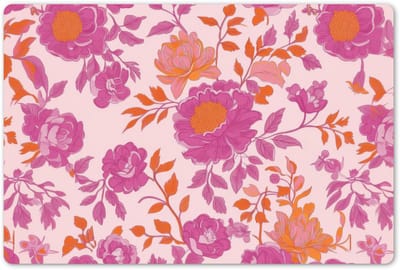 Placemats 45x30 cm - Placemat kunststof - 1 stuk - Bloemenpatroon - Roze - Oranje - Bloemen - Borden onderleggers - Decoratie voor op tafel - Keuken tafeldecoratie accessoires - Vinyl onderlegger - Tafelversiering