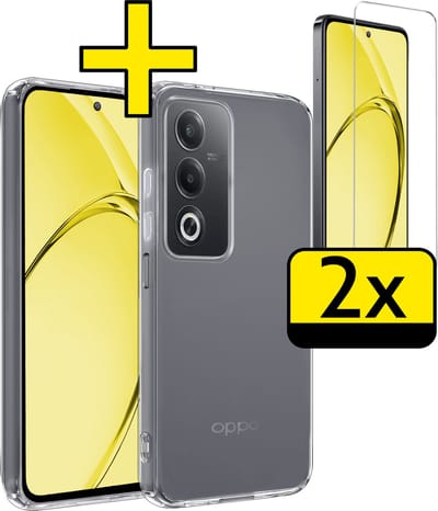 Hoesje - Met 2x Screenprotector - Geschikt voor OPPO A80 - Sterk & Shockproof - Back Cover - Siliconen Case - Telefoon Hoes - Telefoonhoesjes - Transparant