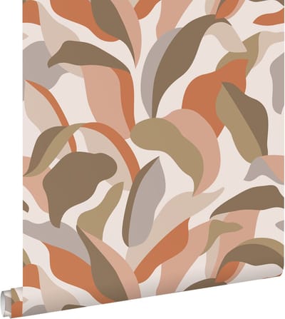 ESTAhome behang tropische bladeren terracotta, bruin en beige - 50 x 900 cm - 139943