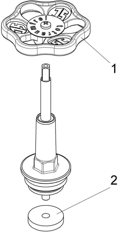 Schlösser Armaturen JS Vetkamerbovenstuk voor schuine zitting ventiel, met stijgende spindel, DN32, 1 1/4'', van messing, met EPDM afdichting, 0018143200001