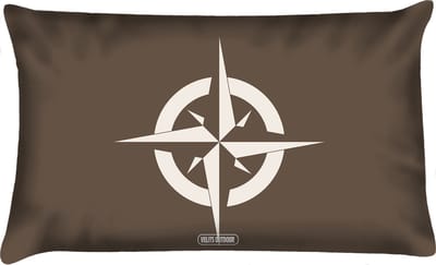 Sierkussen - Buitenkussen Mud Race Waterafstotend Bootkussen Kompas - Zwart En Bruin - 60 Cm X 40 Cm