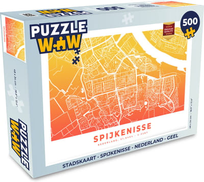 Puzzel Stadskaart - Spijkenisse - Nederland - Geel - Legpuzzel - Puzzel 500 stukjes - Plattegrond