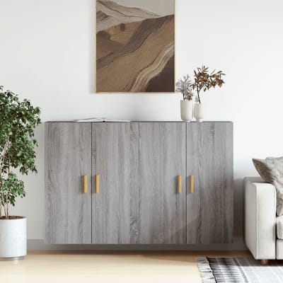 vidaXL - Hangkasten - 2 - st - bewerkt - hout - grijs - sonoma - eikenkleurig