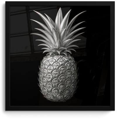 Poster in lijst - Fotolijst 40x40 cm - Posters - Ananas - Gedetailleerd - Bladeren - Posterlijst zwart - Decoratie - Wanddecoratie woonkamer - Muurdecoratie slaapkamer