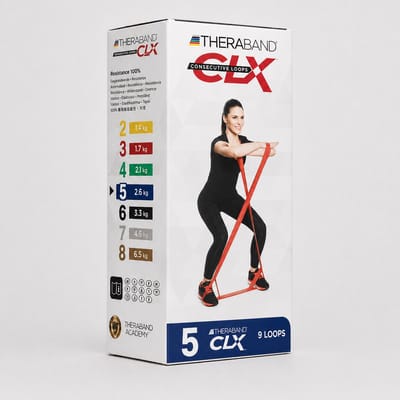 THERABAND CLX Weerstandsband Blauw – Extra Zware Weerstand – 9 EasyGrip Lussen – 165 cm – Latexvrij – Voor Fitness, Krachttraining en Revalidatie