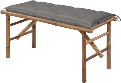 Inklapbare tuinbank - Bamboe zitbank - Genieten in tuin - Weerbestendig kussen - 118 cm - Grijs