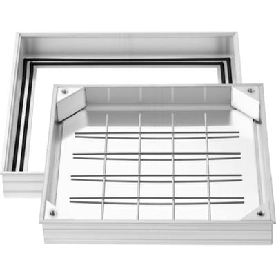 VEVOR putdeksel met frame 40 x 40 cm, onzichtbaar putdeksel, bestraatbare septictankdeksel van aluminiumlegering voor geïntegreerde afwatering op looppaden in tuinen en op terrassen.