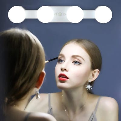 Dimbare LED Make-up Spiegelverlichting met 4 Lichten, Draadloos en Oplaadbaar voor Badkamer en Hollywoodstijl