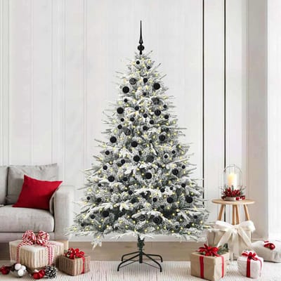 vidaXL - Kunstmatige - Voorverlichte - Kerstboom - met - Ballenset - Groen - 210 - cm