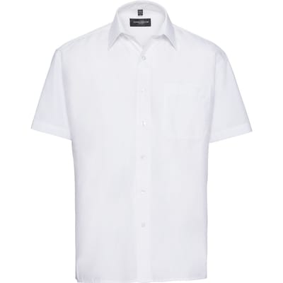 Russell Collection Heren Poplin Easy-Care overhemd met korte mouwen (Wit)