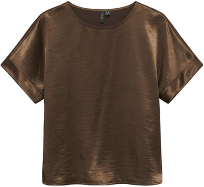 Vero Moda T-shirt Vmelisabeth Ss O-neck Top Exp 10352432 Cocoa Brown Dames Maat - M