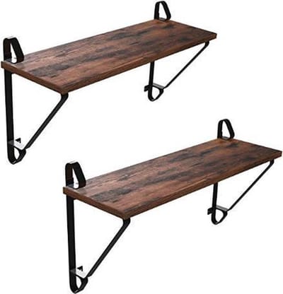 MIRA Home - Muurplank | Legplank | Set van 2 |  Vintage | Bruin| Wandmontage | Boekenplank | Fotolijstplank
