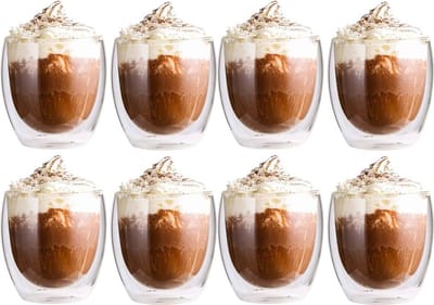 Dubbelwandige Glazen - 8 Stuks - 250ml - Koffieglazen - Theeglazen - Cappuccino Glazen