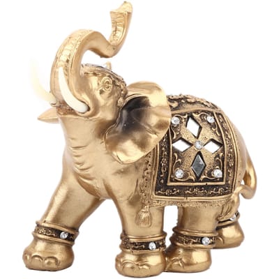 Gouden Elegant Beeldje met Omhooggerichte Stam Verzamelobject Rijkdom Woondecoratie(14*15cm) beige