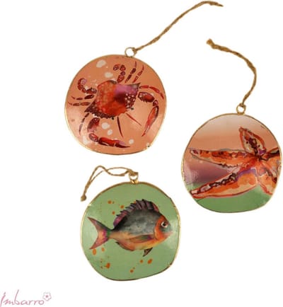 Imbarro - Hangers - Metalen hangers - Tropical - Set/3 - Zee en Strand - Metaal - Rond