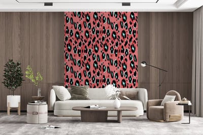 Behang - Fotobehang Panterprint - Roze - Blauw - Patroon - Breedte 165 cm x hoogte 220 cm