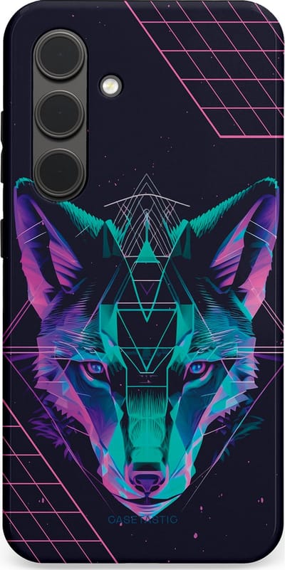 Casetastic hoesje geschikt voor Samsung Galaxy S24 - Dubbellaagse bescherming - Neon Wolf - Fashion Case - Donkerblauw