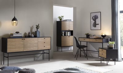 Bureau Madeira Eiken - Zwart - MDF - 120x50cm - Met opbergruimte - Hoogte 75 cm - Met lades