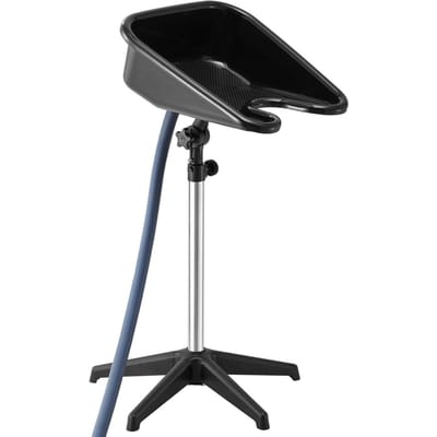 Bassin de lavage de cheveux portable, Lavabo de shampooing avec hauteur et angle réglables, Lavabo de salon pour lavage de cheveux avec tuyau de vidange et base de support en forme d'étoile pour salon de coiffure