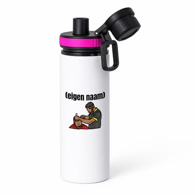Hacebo® - kapper man met eigen naam waterfles met draaidop roze - Kapper - barbers - collega's - verjaardag - afscheidscadeau - geschenk - kado - water fles - 850ML