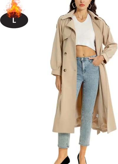 Livano Mantel Dames - Tussenmantel - Jas - Mantelpakje - Trenchcoat - Overjas - Overcoat - Winter - Khaki - L