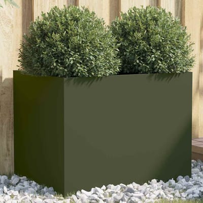 vidaXL - Plantenbak - 62x47x46 - cm - staal - olijfgroen