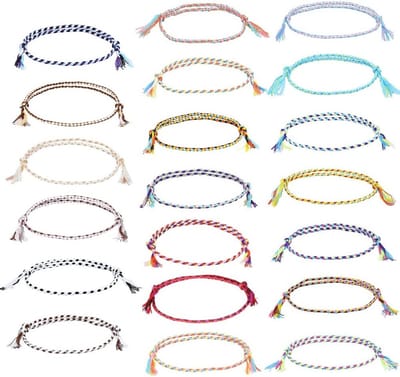 Vriendschapsarmbanden Set van 20, Verstelbare Gevlochten Armbanden, Handgemaakte Multi-kleurige Textielbanden, Perfect voor Vriendschap en Cadeaus