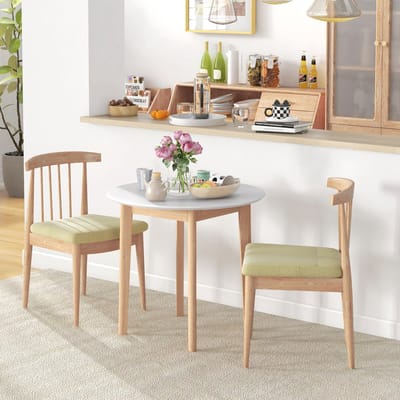 REDOM - Ronde Eettafel - Voor 2 Personen - Landelijke Stijl - Woonkamer Of Keuken - Hout - Wit - Ø75 X 76 Cm