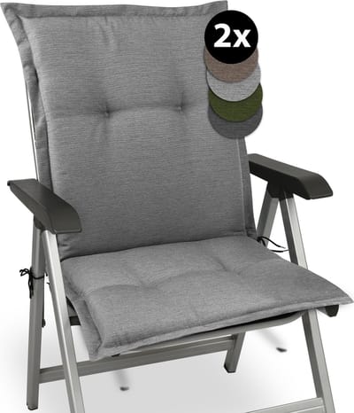 Beautissu HighLux NL – Set van 2 Tuinkussen Lage Rug Kussen 105x50x7cm – Outdoor Zitkussen voor Tuinstoel Grijs