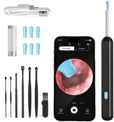 Edmondo Oorsmeerverwijderaar met Camera - Oorsmeer verwijderaar - Oorreiniger – Ear Cleaner – Oren Schoonmaken – Oorspuit - Oorcamera – Oorlepel - Earscratcher - Ultra HD Camera - Inclusief reinigingsset - Zwart - USB Oplaadbaar