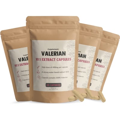 Cupplement Valeriaan Extract 8.000 mg per dagdosering Combideal 4x 60 Capsules - Valeriaan kat - Valeriaan thee - Valeriaan extra sterk 125 mg - Vegan - Zonder toevoegingen - Lab getest - 60 dagen voorraad per zakje