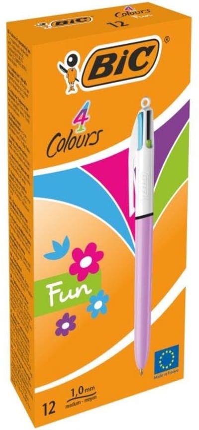 BIC 503815, Clip, Intrekbare balpen met klembevestiging, Groen, Roze, Paars, Turkoois, 12 stuk(s)