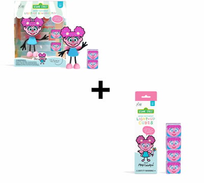 Glo Pals Abby VOORDEELSET - Light-up cubes + Character - roze - Sesamstraat - badspeelgoed