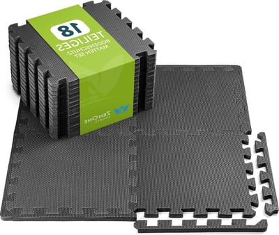 Soft Foam Floor Mat Set - 18 Interlocking Puzzle Mats for Sport Fitness Equipment & Training Rooms - Underlay Mat for Sports Equipment - 30 x 30 x 1 cm each