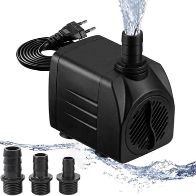 Krachtige en Stille Mini Waterpomp voor Aquaria, Vijvers en Fonteinen met 1.5 m Snoer en Sprinklers (2000/2500/3000 l/h)