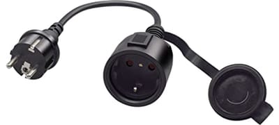 Verlengkabel Schuko 16A 250V - 2-Pin Veiligheidsstekker - 0,3 m Zwart