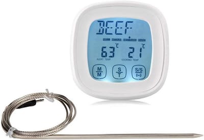 Digitale Vlees Thermometer LCD Touchscreen Barbecue Timer Voedsel Koken Thermometer Probe Steak BBQ Temperatuurmeter Keuken Koken Gereedschap