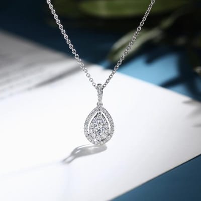 Huitan Waterdrop Micro Gezet met Zirkonia Delicaat Hanger Ketting Dames Sieraden Luxe Accessoire voor Verlovingsfeest Schitterende Cadeaus gray