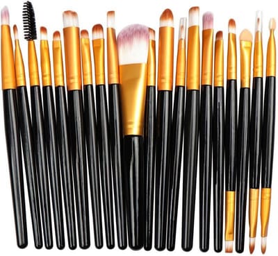 Jumada's - 20-delige Make-Up Kwasten Set - Zwart/Goud - Oogschaduw, Foundation, Poeder, Eyeliner, Wimper, Lip - Cosmetische Beauty Tool Kit - Hot!