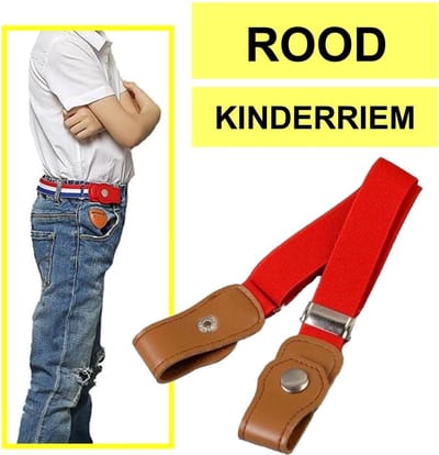 Fako Fashion - Kinderriem Zonder Gesp - Gespvrije Riem Kinderen - Elastische Riem - Rekbare Riem - Broekriem Zonder Gesp - Stretch Riem - Rood