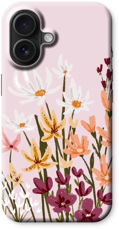 Case Company® - Hoesje geschikt voor iPhone 16 hoesje - Painted wildflowers - Tough Case - Maximale Bescherming alle Kanten en Schermrand