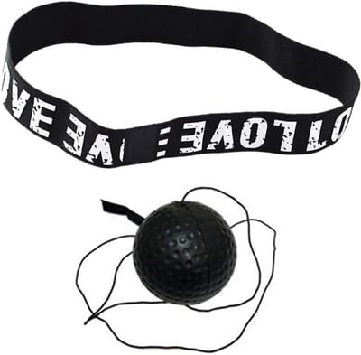 Boksen Bal - Reflex Bal - Reactie Training - Verstelbare Hoofdband - 6 cm Bal - Zwart