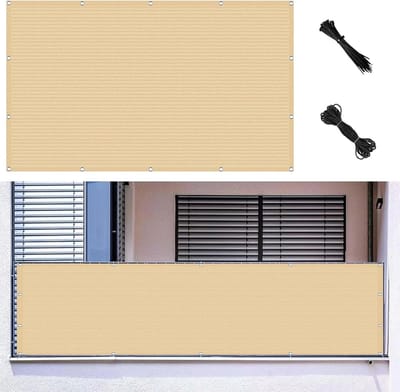 HDPE Balkon Privacy Scherm 245x500 cm Weerbestendig Inkijkbescherming Zandkleurig