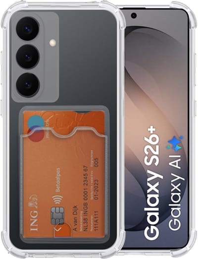 Hoesje Geschikt Voor Samsung Galaxy S26 Plus - met pashouder - Shockproof case - Arara backcover - transparant