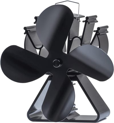 VH Supplies®Kachel Ventilator voor Houtkachel - Houtkachelventilator - Warmte Ventilator - 4 Bladen - Zwart