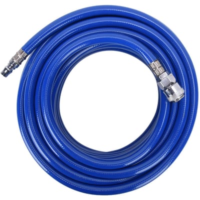 Tuyau pneumatique PVC flexible bleu de 15M avec raccord rapide pour compresseur d'air blue
