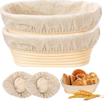 Rijsmandjes Brood - Gisting Manden - Zuurdesem Bakken - Natuurlijk Rotan Materiaal - 25x15x8 cm - Natuurlijk