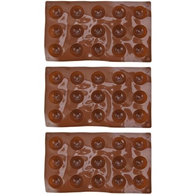 3 Stuks 15 Gaten Siliconen Vorm Chocolade Bommen Vorm Halve Bol Bakvorm voor Cake Gelei Pudding L brown