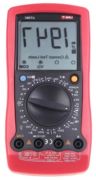 Digitale Multimeter - Tester Meetinstrument - Elektrische Metingen - Overbelastingsbeveiliging - 179 cm - Rood/Grijs